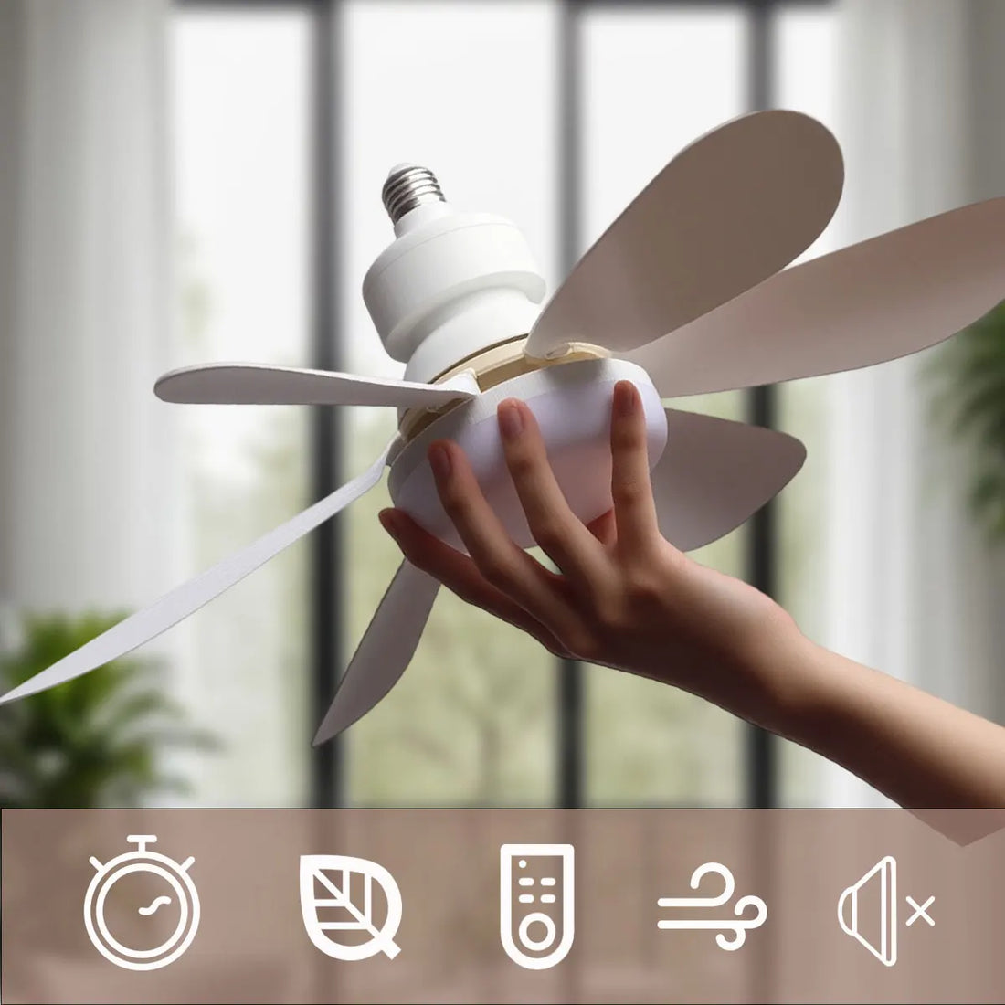 Ampoule Ventilateur de Plafond LED E27 avec Télécommande – 2-en-1 Pliable