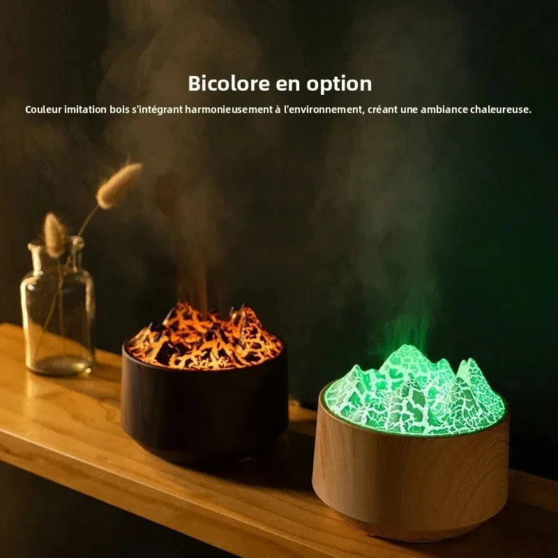 Humidificateur volcan avec télécommande et lampe d'ambiance