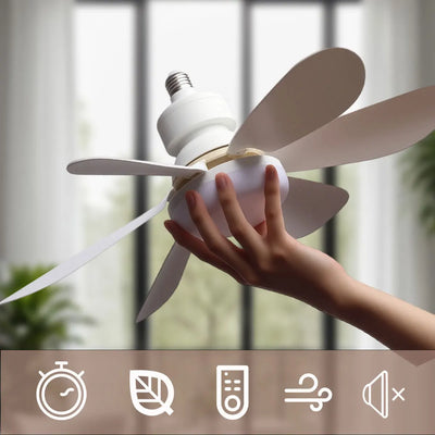 Ampoule Ventilateur de Plafond LED E27 avec Télécommande – 2-en-1 Pliable