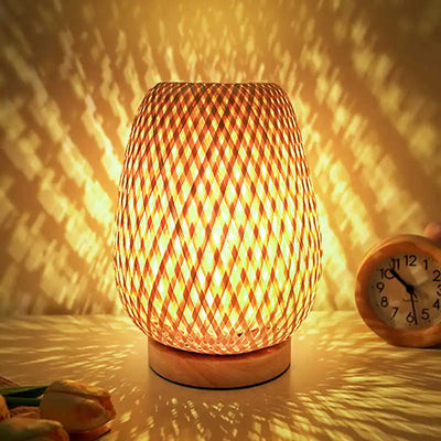 Lampe de Table Bambou Tressé – Domacosy
