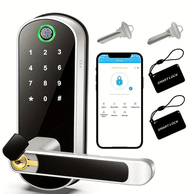 Serrure de Porte Intelligente Biométrique – Empreinte, Code & App